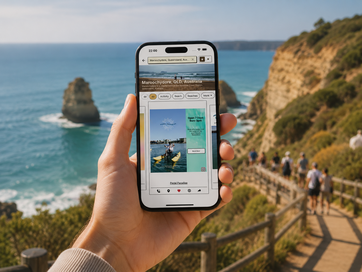 Browsing local experiences on the Trovey app
