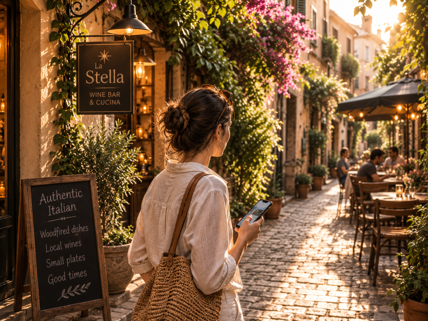 A hidden local café down a quiet lane